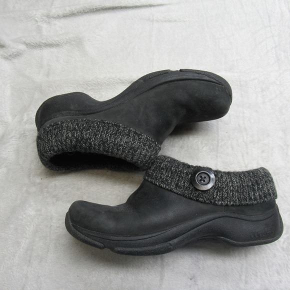 Dansko Womens Clogs 47EU 7US Black Leather Kenzie Slip on Knit Lofaers Shoes - Picture 4 of 14